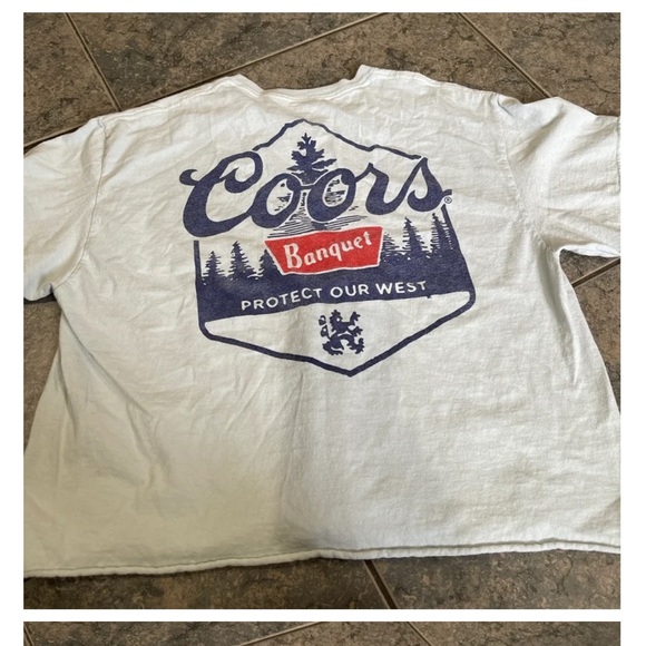 coors banquet Tops Coors Banquet Light Blue Crop Shirt Woman Large